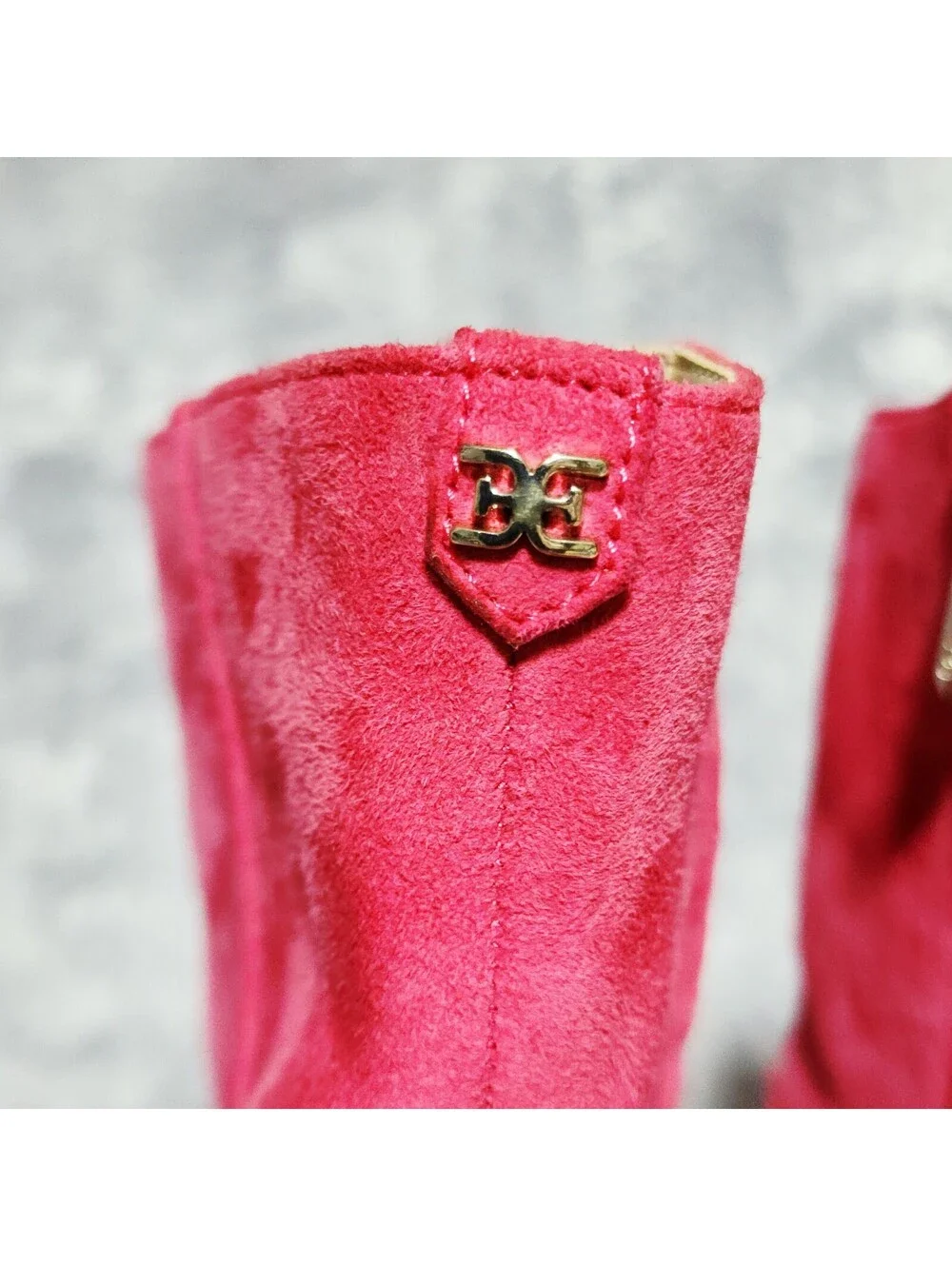 Indie Sleeze Y2K Fuschia Size 9 Suede Tall Ankle Boots Flared Kitten Heel
